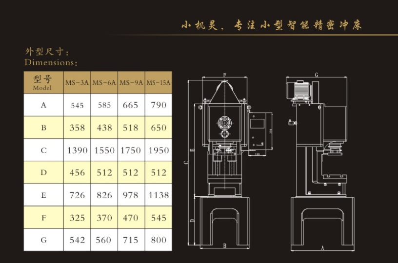 小型氣動(dòng)沖床外型尺寸圖